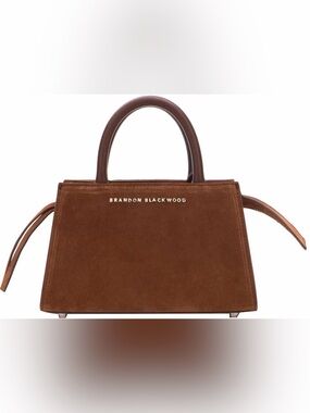 Brandon Blackwood Arlen Bag in Brown Suede with Silver Hardwear